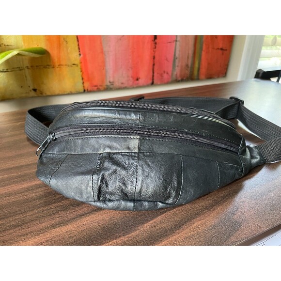 Other - Vintage Genuine Leather Patchwork Fanny Pack Belt Bag Hip Bag Unisex